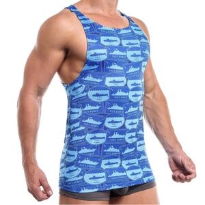 Men’s Medium JOCKO JKM007 FLEET TANK Blue Navy Boats Super SOFT Workout Gear